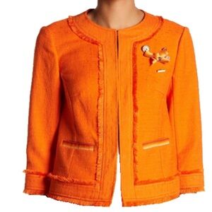 Trina Turk orange fringe Asleigh jacket NWT size 12 Retail $448